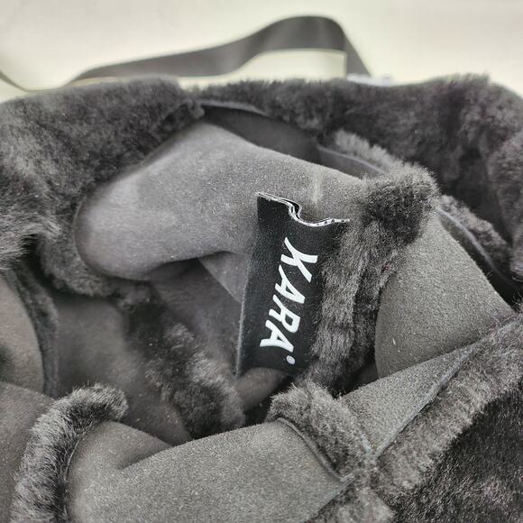 KARA Black Genuine Lamb Fur & Suede Mini Shopper or Japanese Knot Bag RARE HTF - Picture 9 of 12